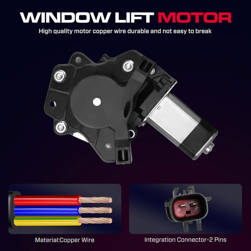 XIMAKA Rear Driver Side Power Window Regulator with Motor (2 Pins) Fit for 2000-2004 Dodge Dakota (Crew Cab Only Cable Operated), 1998-2003 Durango, 741-598 - Image 4